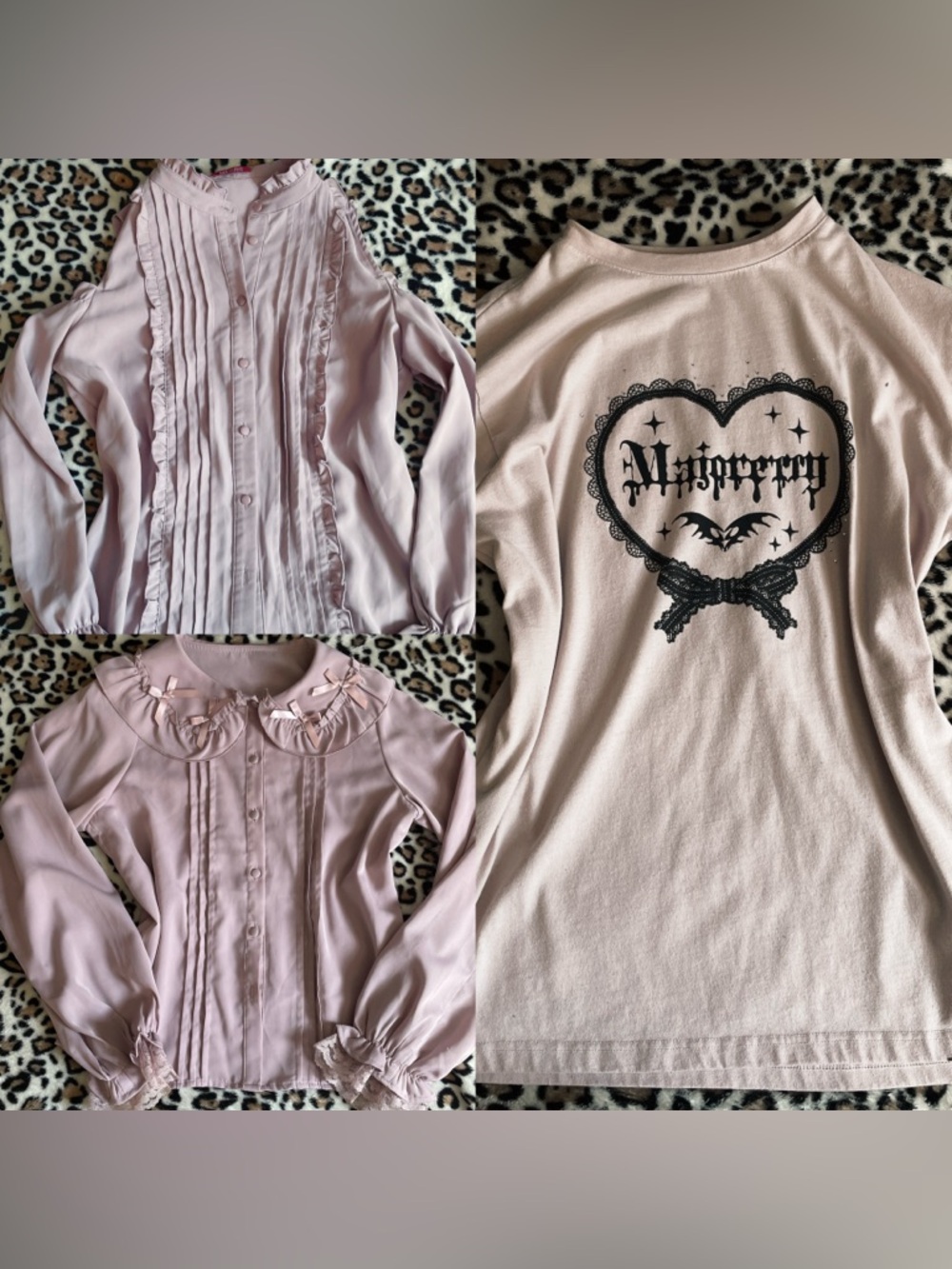 ♡ 3 Set Jirai Kei / Ryousangata Tops - Jfashion Lace Ruffle Blouses Button Up